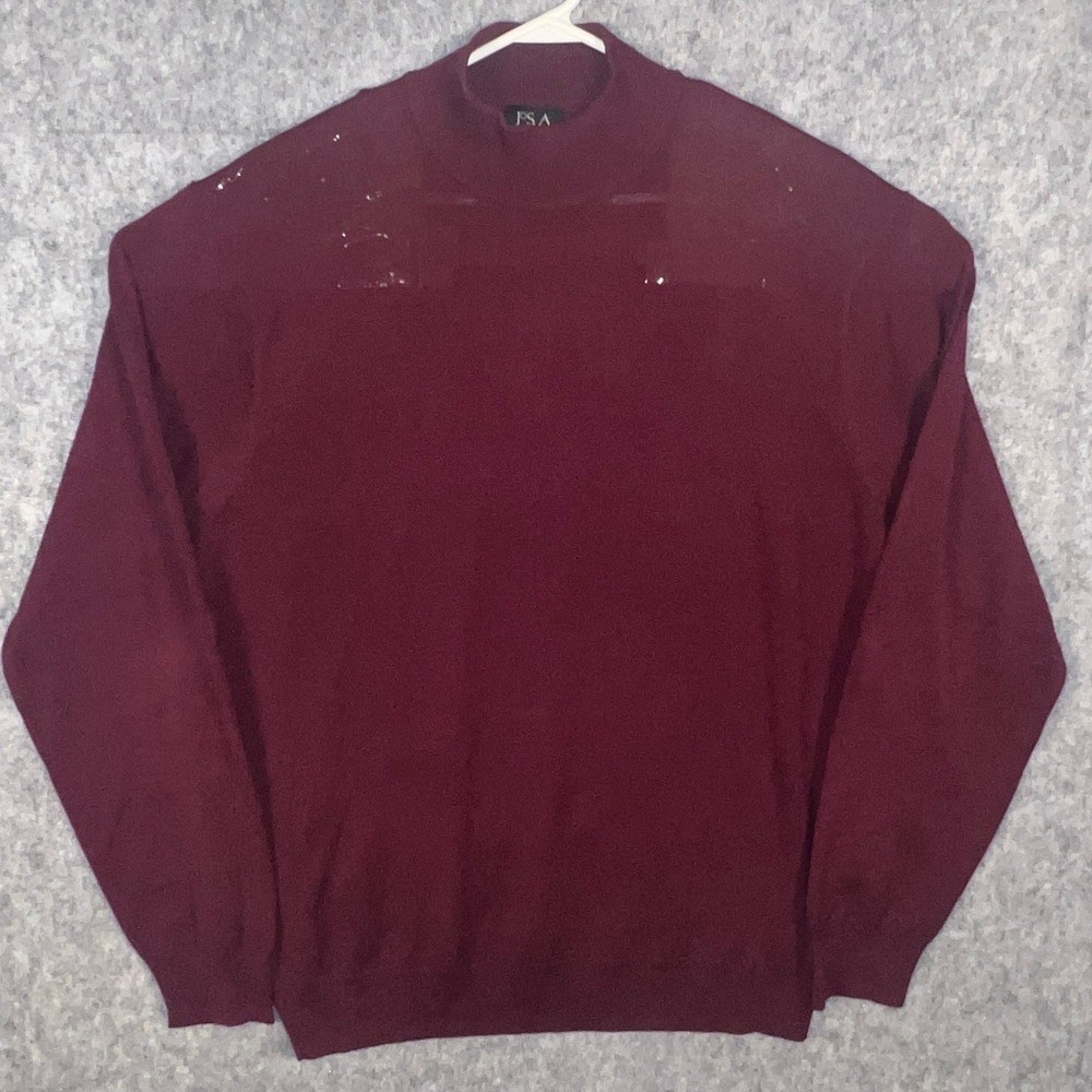 Jos A Bank Signature Collection Men's XL Silk Mock Neck Sweater Burgundy Maroon